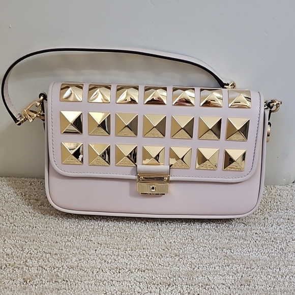 MICHAEL Michael Kors Handbags - Cream and Gold Crossbody Bag with Pyramid Studs Bradshaw